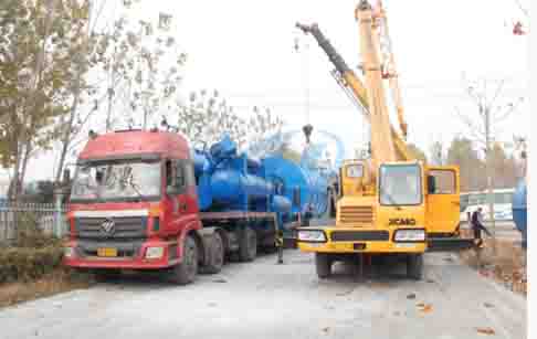 10T/D conversion waste rubber tyres tires to fuel oil pyrolysis plant delivered ...