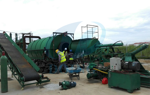 Waste tyre pyrolysis plant running  video in Panama