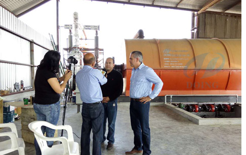 Waste tyre reycling pyrolysis plant installed in Mexico by reported video