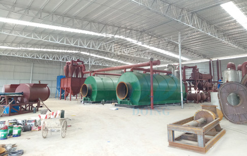 Guangdong successful installation of 2 sets 12T/D pyrolysis tyre recycling plant...