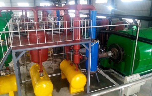 4 sets scrap tyres to oil production plant machinery installed in Hubei, China