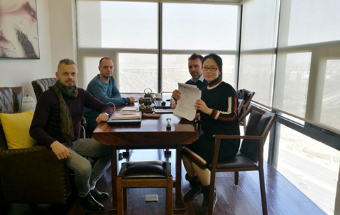 Customer from Ukraine come to sign contract of one set 12T/D waste tyre pyrolysi...