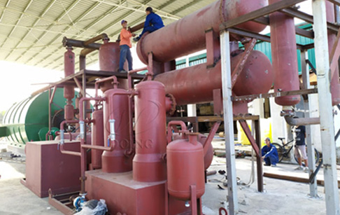 One set 12T waste tire to oil pyrolysis plant was installed in the Philippines