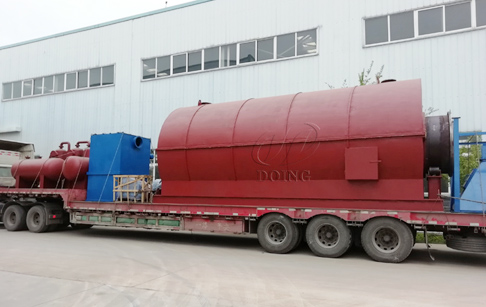 One set 12T plastic to oil pyrolysis plant was shipped to Indonesia