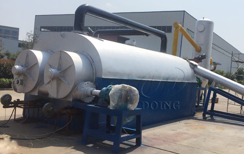 Continuous waste tire to oil pyrolysis plant