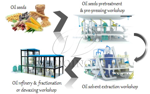 What are the edible oil processing steps? What machines are needed?