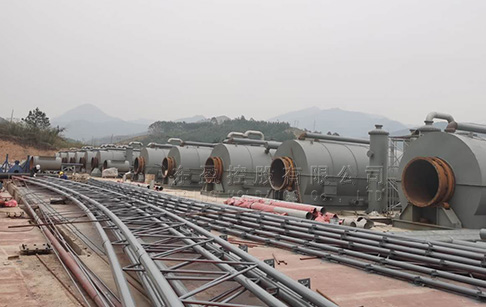 12 sets of 12T waste tire recycling to oil machine installed in Guangxi, China