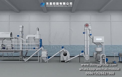 Small palm kernel oil production line working process 3D animation