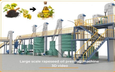 Rapeseed oil processing plant working process 3D animation