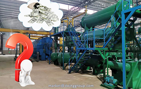 What's the approximate cost to set up a waste tire pyrolysis plant?