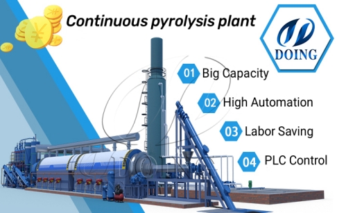 Continuous automatic waste tyre recycling to oil plant production line