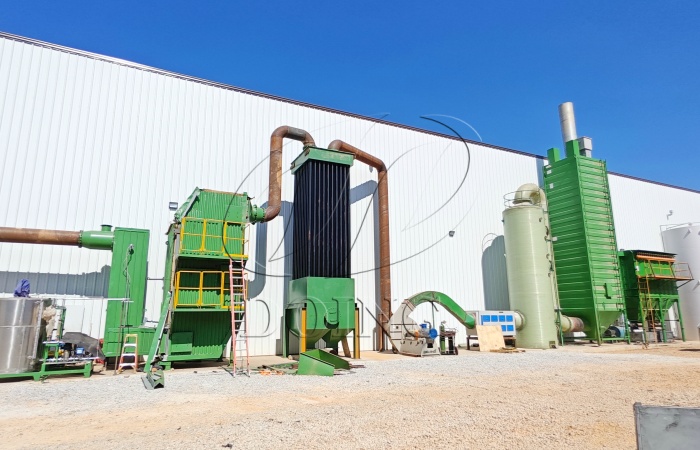 Environmental protection systems for continuous waste tire pyrolysis machine