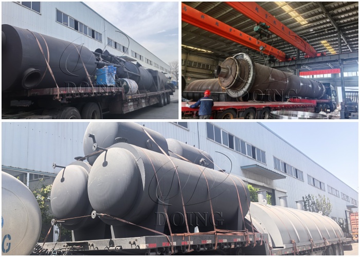 DOING continuous tire rubber powder pyrolysis plant shipped to China
