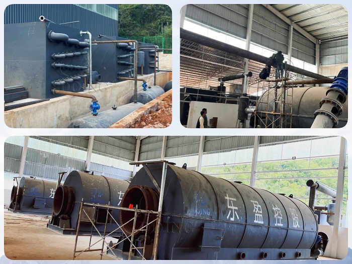Installation of waste tire pyrolysis equipment Installation of waste tire pyrolysis equipment