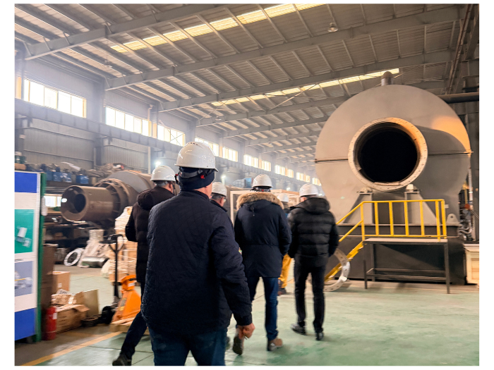 Client visits the waste tire pyrolysis project site